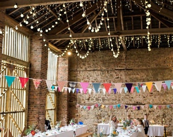 Custom Fabric Bunting Flags and Garland Banner - Sustainable Wedding and Party Decor for Festive and Eco-Friendly Celebrations!