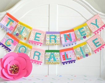 Your Baby Girl's Name Never Looked So Cute! Personalized Fabric Banner - Perfect for Rainbow Baby Showers and Nursery Decor