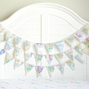 Vintage World Map Bunting Garland for Travel-Themed Nursery or Wanderlust Party Decor image 5