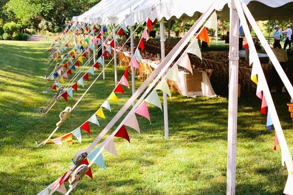 Guirlande De Fanions (Bunting) Faite Main - Style Vintage Marine - Pour Mariages Et Fêtes
