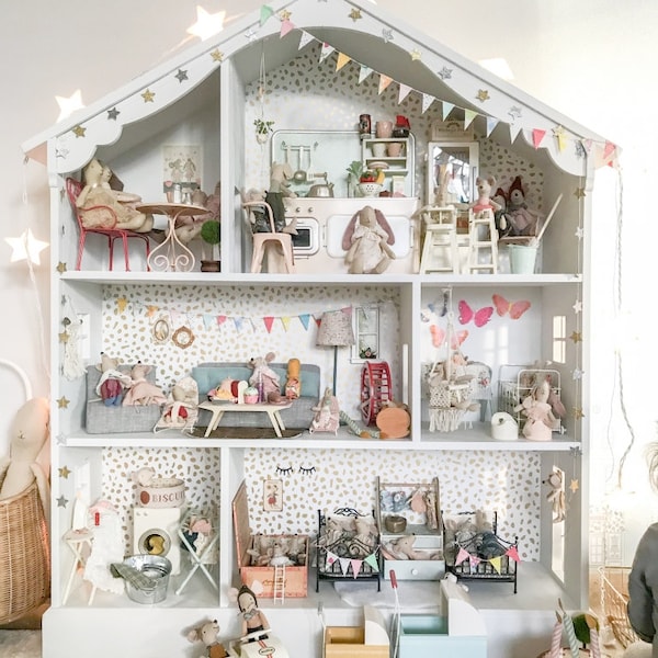 Add a Pop of Playfulness with Handcrafted Dollhouse Miniature Garland - Perfect for Vintage Decor, Doll Birthdays and More!