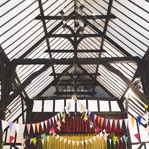 Upcycled Fabric Bunting Garlands 60ft Eco-Friendly Decor, Vintage Carnival & Cottage Aesthetic, Featured in Ecozine Magazine image 10