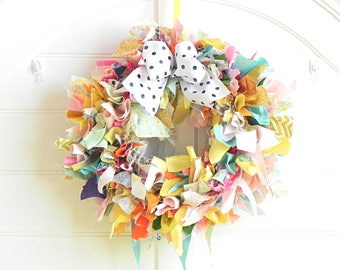 Add Rustic Charm to Your Home with Our Colorful Summer Rag Wreath! Perfect for Farmhouse or Cottage Decor, Spring Front Door Wreaths