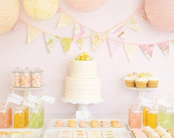 Storybook Cottagecore Fabric Bunting Garland – Heirloom Pastel Flag Banner for Nursery, Garden Party, Baby Shower, Spring Decor