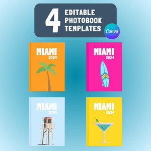 Modello di fotolibro Miami Florida USA - Album di viaggio personalizzabile - Ricordi stampabili per Canva - Ispirazione Assouline