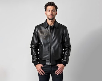 Handmade Black Leather Motorcycle Jacket For Men | Real Leather Biker Jacket | Classic Black Leather Moto Jacket | Black Leather Jacket Men