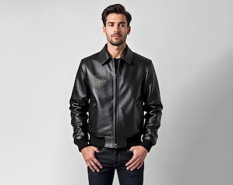 Handmade Black Leather Moto Jacket For Men | Real Leather Moto Jacket | Classic Leather Black Biker Jacket | Black Leather Motorcycle Jacket