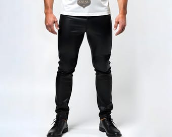 Genuine Black Leather Biker Pant for Men | Customizable Leather Motorcycle Pant | Stylish & Durable Biker Trouser