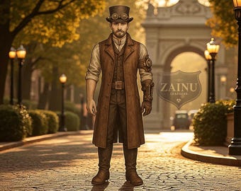 Chaleco de cuero steampunk con detalles retro / Chaleco gótico marrón largo hecho a mano para hombre / Chaleco de corte personalizado para festivales y cosplay