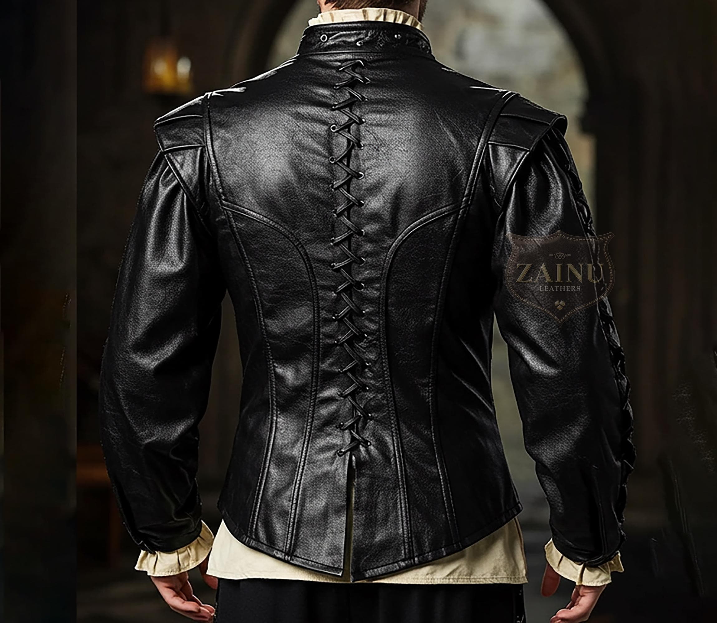 【超希少】DEATHMASK◆MEDIEVAL MODULAR JACKET Black Medieval Gothic Renaissance Lace-up Jacket | Handmade Real