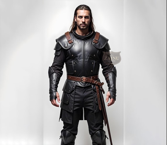 Handmade Black Leather Steampunk Vest | Black Leather Armor Vest | Mens Leather Vest | Steampunk Leather Vest | Gothic Leather Vest