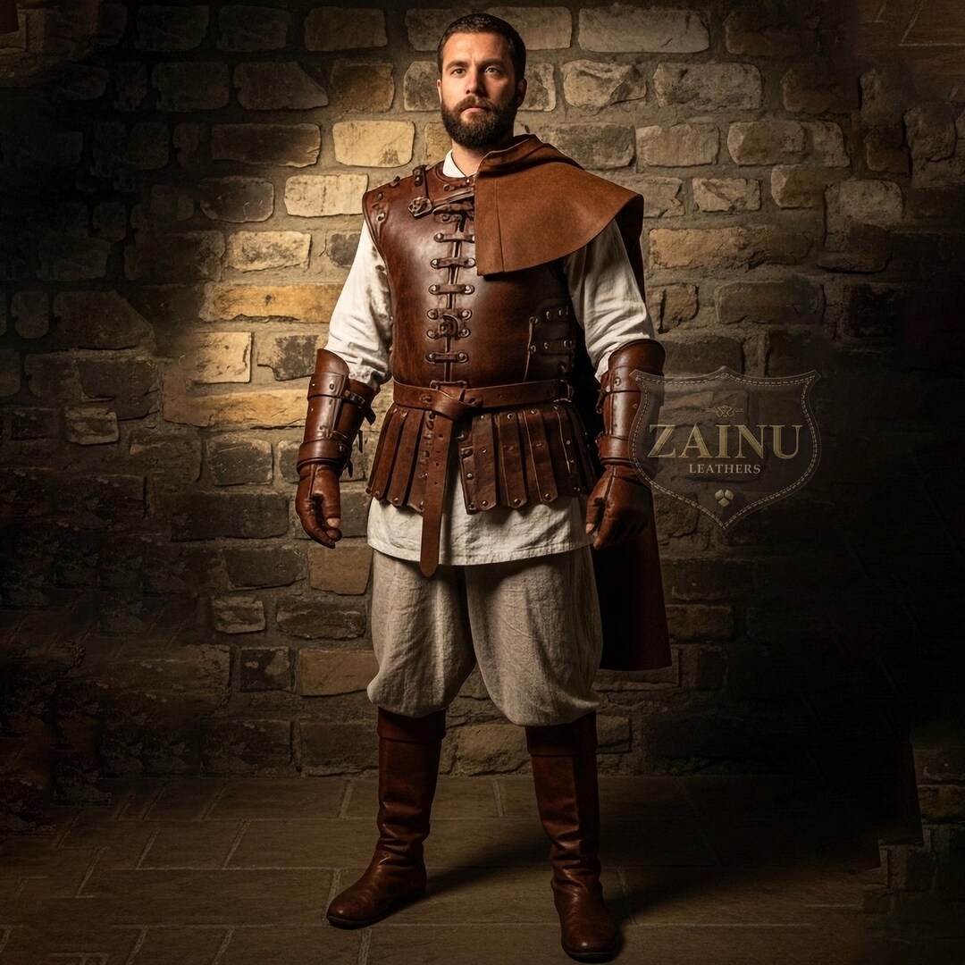 Handmade Medieval Genuine Leather Armor Vest & Bracers | Custom ...