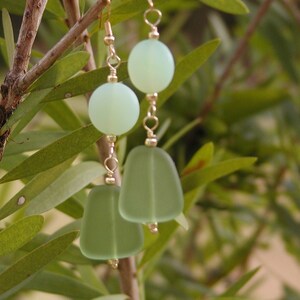 Glassato perline verde primavera orecchini