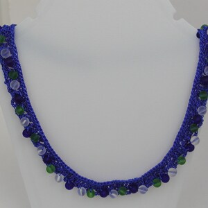 Crocheted Royal Blue Necklace