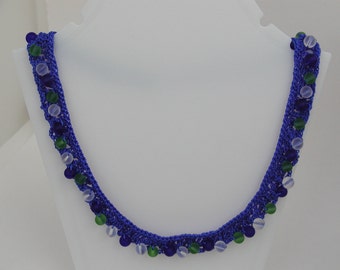 Crocheted Royal Blue Necklace