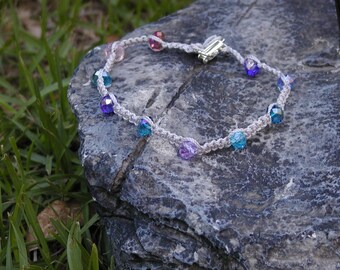 Grijze macrame Crystal Anklet