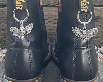 SILVER Death Moth Charm: For Your Doc Marten Boots, Bag Or Keys. (Pair)