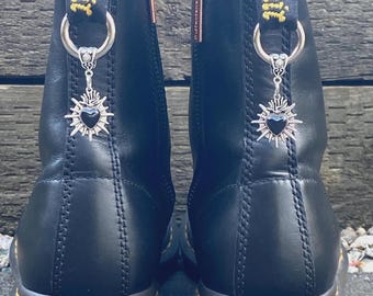 BLACK Spiked Heart Charms: For Your Doc Marten Boots, Bag Or Keys. (Pair)