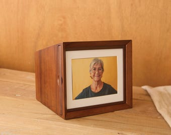 Walnut Wooden Cremation Urn with Photo Frame