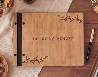Aspen Studio Wooden Funeral Guest Book with Signing Pen for Funeral Guest Book