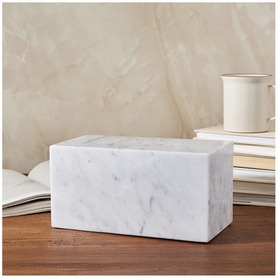 Carrara Marble Urn for Human Adult Cremation Ashes Decorative urn by Aspen Studio
