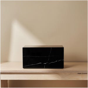 Marquina Italian Marble Urn for Human Adult Cremation Ashes Decorative urn by Aspen Studio
