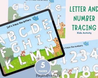 Tracing Activity for children, Alphabet Tracing, Writing Activity for Handwriting Practice, Number Tracing, Activity Worksheets, Pre-school
