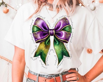 Paillettes Mardi Gras PNG, Coquette Bow Carnaval Design, perles Festival de la Louisiane, La Nouvelle-Orléans Mardi Gras chemise Sublimation Clipart