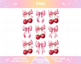 Coquette Bow Cherry PNG, Valentijnsclipart (digitale download)