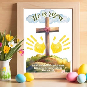 Easter Handprint Art Craft for Kids, He is Risen Keepsake, Toddler Preschool Activity, Homeschool Sunday School Craft,Printable PDF Download