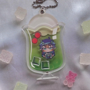 Dije acrílico de melón para coctelera / Dije personalizable de 7,6 cm de doble cara / Llavero con forma de coctelera que se abre / Regalo de comida japonesa kawaii