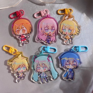 Vocaloid Keychain | Holographic Acrylic Charm |2.5&quot; Double-Sided Acrylic Charm Hatsune Miku Kaito Kagamine Rin Kagamine Len Meiko Luka