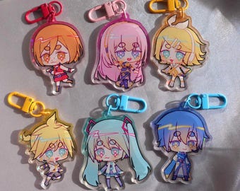 Vocaloid Keychain | Holographic Acrylic Charm |2.5" Double-Sided Acrylic Charm Hatsune Miku Kaito Kagamine Rin Kagamine Len Meiko Luka