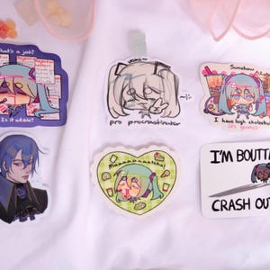 Meme Vocaloid vinyl sticker | 2.5&quot; funny Hatsune Miku stickers | cute for laptop bullet journal water bottle, FANMADE Vocaloid