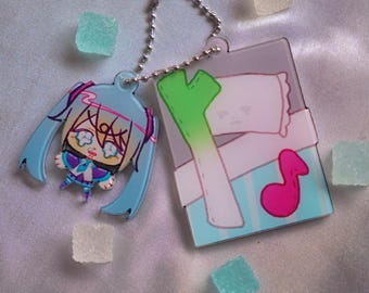 Crying Miku Keychain | Two Piece Acrylic Charm |2.5" Double-Sided Acrylic Charm Hatsune Miku Snotty Crying Meme Funny Gift Kawaii