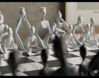 Nobody chess pieces,Modern chess board,Minimalistic chess,chess board,Chess set,Chess,Travel chess,Home decor,Gift for chess players