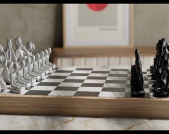 Nobody chess set,Chessboard,Modern chess board,Minimalistic chess,chess board,Chess set,Chess,Travel chess,Home decor,Gift for chess players