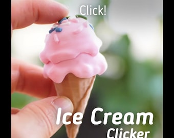 Icecream clicker, Fidget toy, Mechanical fidget, Stress relief, adhd fidget, Fidget keychain, Clicker keychain, Gift for icecream lovers,
