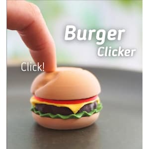 Burger clicker, Burger Fidget toy, Mechanical fidget, Stress relief, adhd fidget, Fidget keychain, Clicker keychain, Gift for foodie