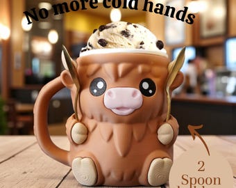Highland Cow Ice Cream Pint Holder | Cute Ben & Jerry’s Cozy | Funny Housewarming Gift for Ice Cream Lovers and Kids