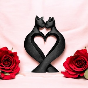 Cat couple, Cat statue, Cat sculpture, Gift for cat lovers, Modern art, Modern sculpture, Home decor, Housewarming gift, Valentine gift