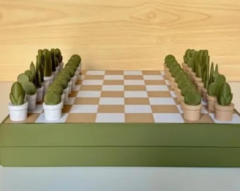 Chessactus,Chessboard,Cactus chess board,Cactus chess,chess board,Chess set,Chess,Travel chess,Home decor,Gift for chess players
