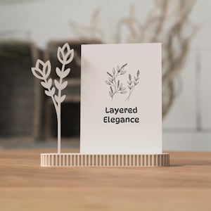 Minimalistische fotohouder met 3D-bloem | Japandi-kaartstandaard | Modern woondecoratie | Moederdagcadeau | Housewarmingcadeau