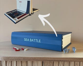 PlayBook’d Sea Battle – Classic Battleship Board Game Disguised as a Book | Unique Gift for Book Lovers & Families | Magnetic Storage