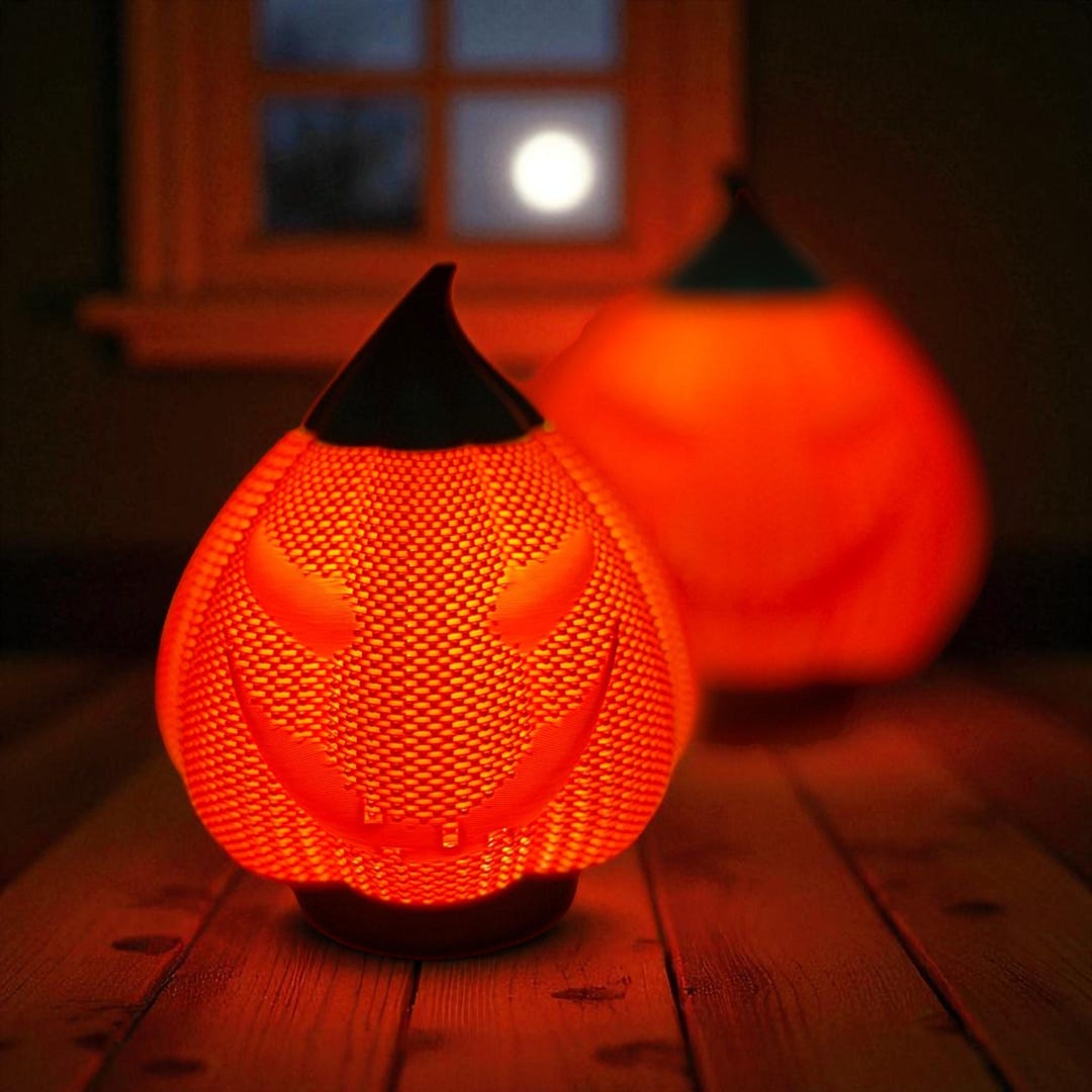 Pumpkin Lamp Halloween Decor – 3D Printed Jack-o'-lantern Night Light ...