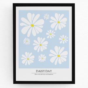 Daisy Blue Art | Art Daisy Day | Flower Blue Decor | Printable Digital Art Print | Wall Art | Minimalism | Instant Download | Poster Print