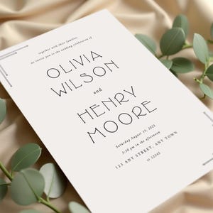Minimalistische Hochzeitseinladung Canva Vorlage, Minimale Einladung Vorlage 4 Farben Set, Elegante Hochzeitsvorlage