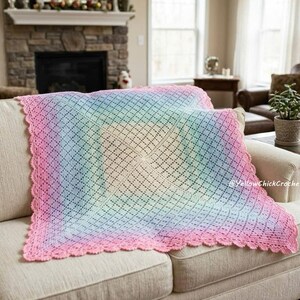 Rainbow Crochet Throw Blanket, Soft Mohair Blanket for Sofa Living Room Bed Decor, Pastel Variegated Gradient Afghan, Cozy Travel Gift