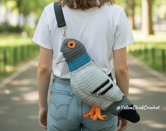 3D Crochet Pigeon Bag | Quirky Bird Crossbody Purse | Unique Handmade Pigeon Shoulder Handbag | Funny Gift for Bird Lovers, Whimsical Purse