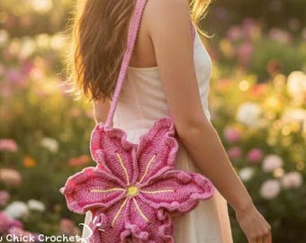Bolso de ganchillo con forma de lirio – Bolso floral hecho a mano / Bolso de hombro floral único / Regalo personalizado para ella